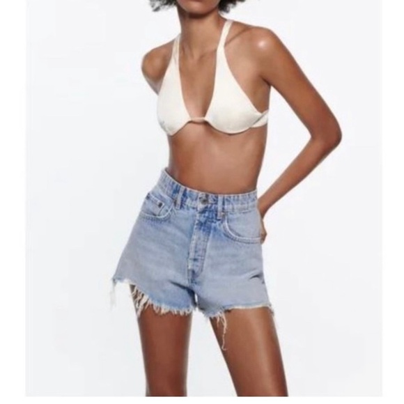 Zara Shorts Size 4 High Waisted Distressed Denim Boho Vacation Summer Casual - Picture 13 of 13